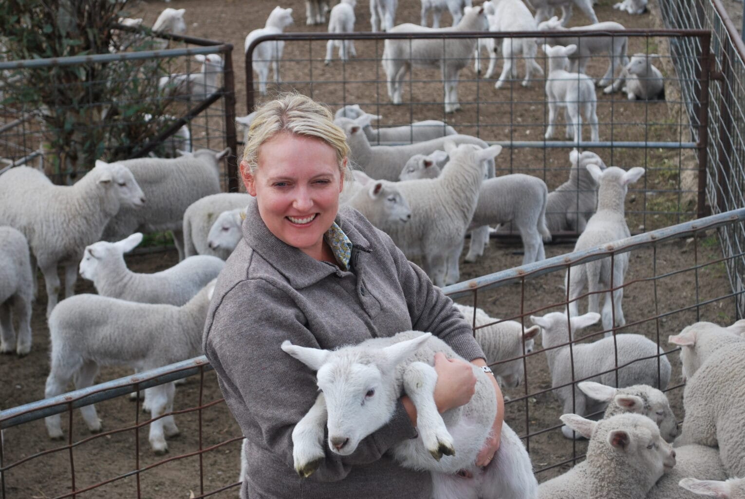 Kelly Pearce with lambs