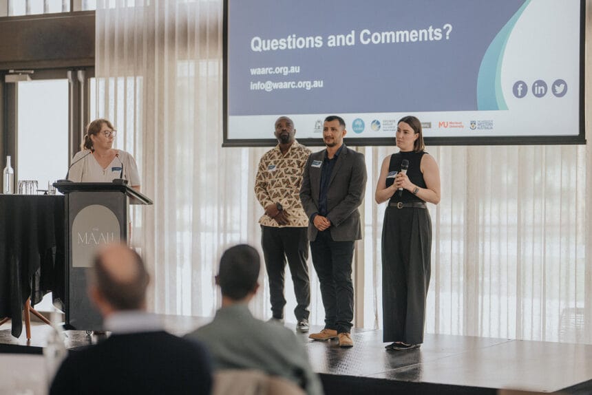 PhD student presenters and Jenny Crisp - WAARC Showcase 2025