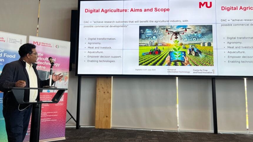 Prof Ferdous Sohel presenting Murdoch University slides