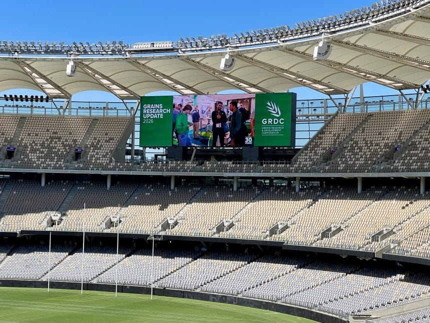 GRDC Updates 2026 big screen at Optus Stadium